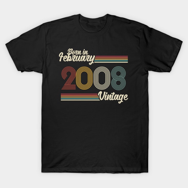 Vintage Born in February 2008 T-Shirt by Jokowow